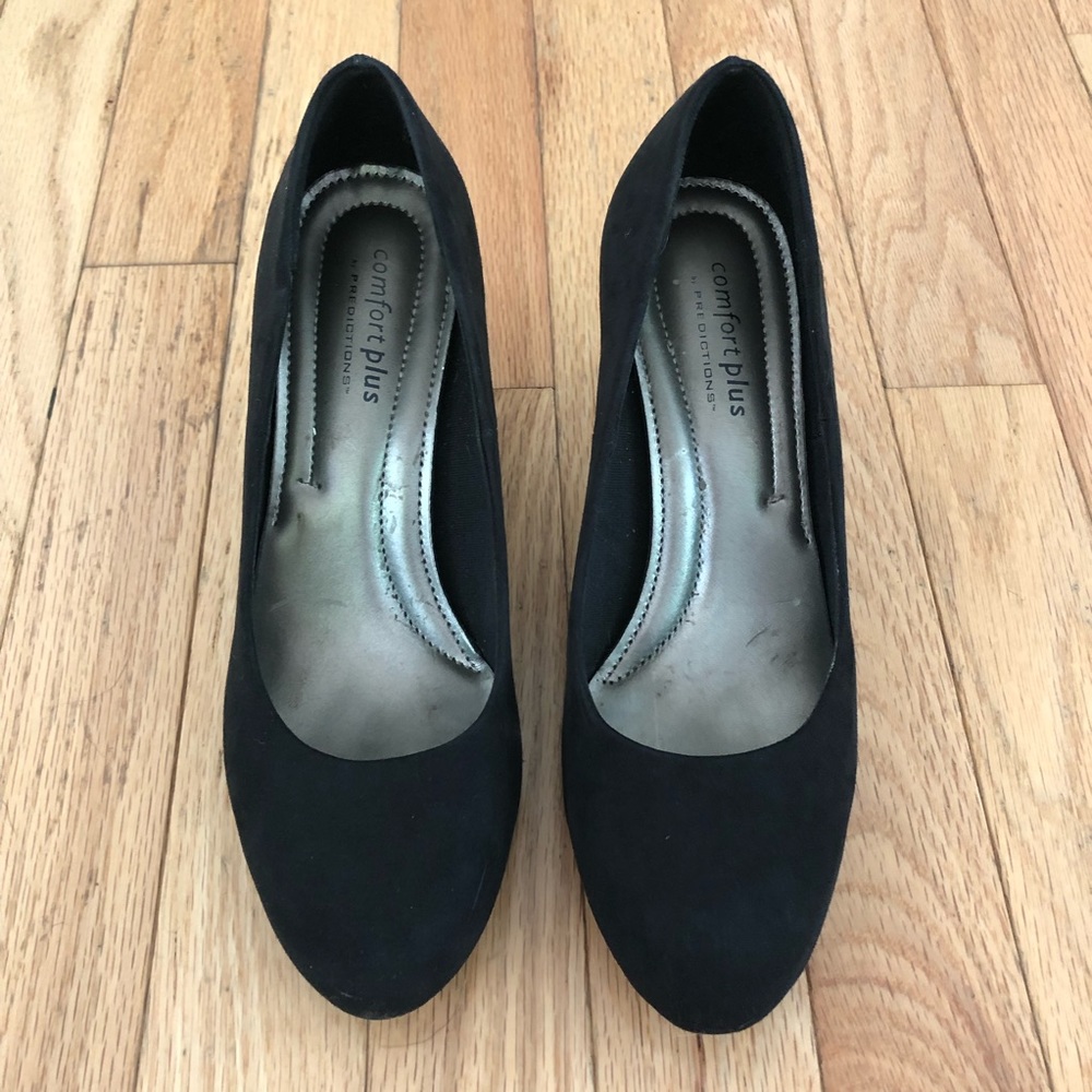 Black suede pumps